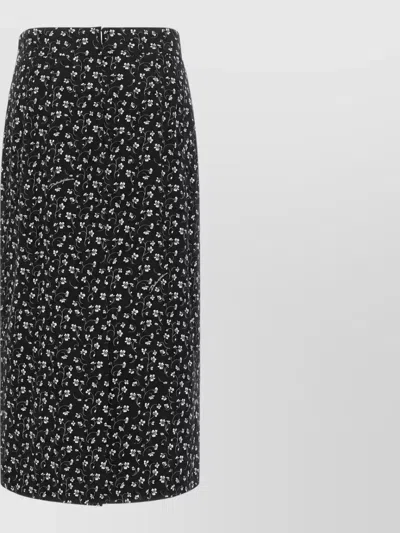 Dolce & Gabbana Silk Floral-print High-rise Midi Pencil Skirt In Black