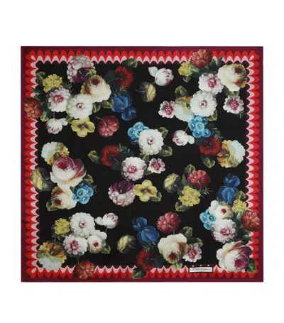 Dolce & Gabbana Silk Foulard Floral Print Scarf In Multi