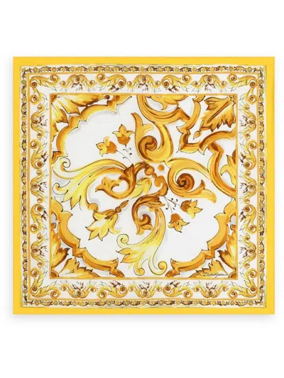 Dolce & Gabbana Silk Foulard In Yellow
