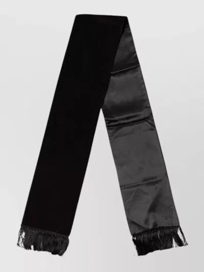 Dolce & Gabbana Silk Fringe Scarf In Black