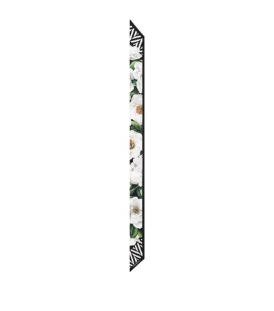 Dolce & Gabbana Silk Gardenia Print Skinny Scarf