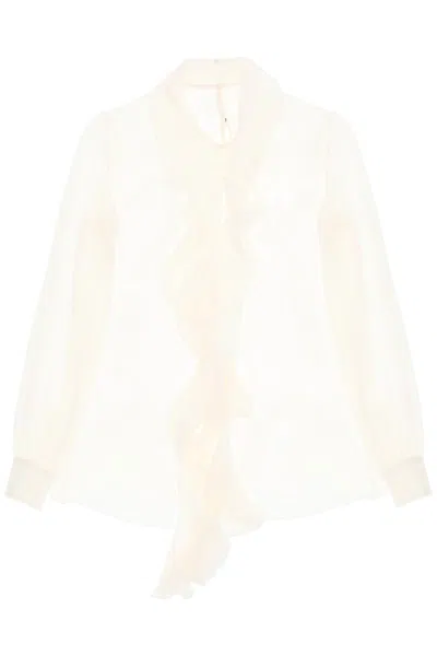 Dolce & Gabbana Silk-georgette Blouse With Ruffles In White