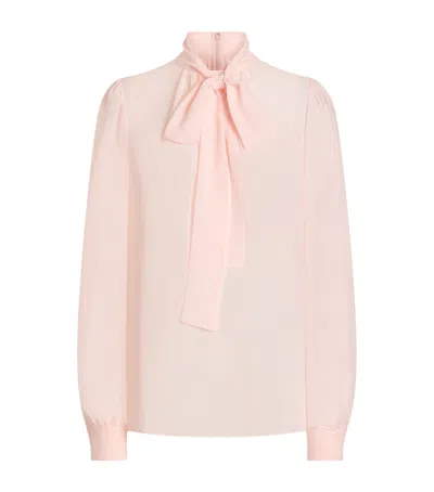 DOLCE & GABBANA SILK GEORGETTE BOW-DETAIL BLOUSE