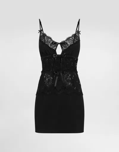 Dolce & Gabbana Robe En Georgette De Soie In Black