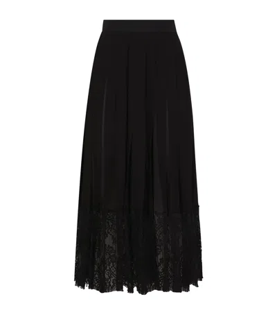 Dolce & Gabbana Silk Georgette Midi Skirt In Black