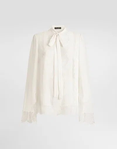 Dolce & Gabbana Silk Georgette Shirt In White