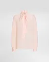 Dolce & Gabbana Silk Georgette Bow-detail Blouse In Pink
