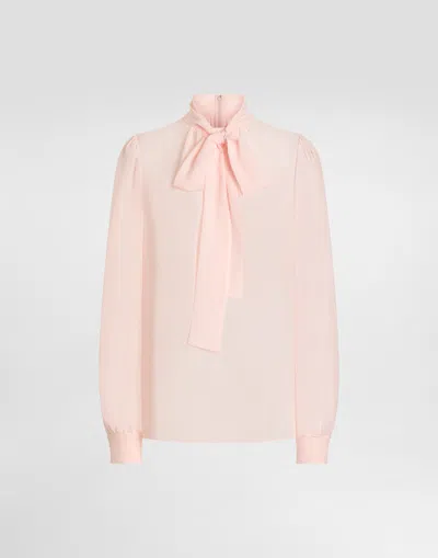 Dolce & Gabbana Silk Georgette Top In Pink