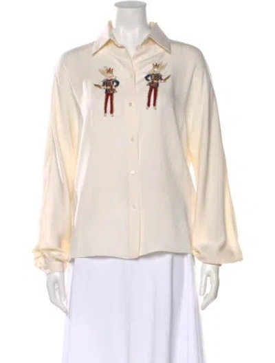 Pre-owned Dolce & Gabbana Silk Graphic Print Blouse In Neutral