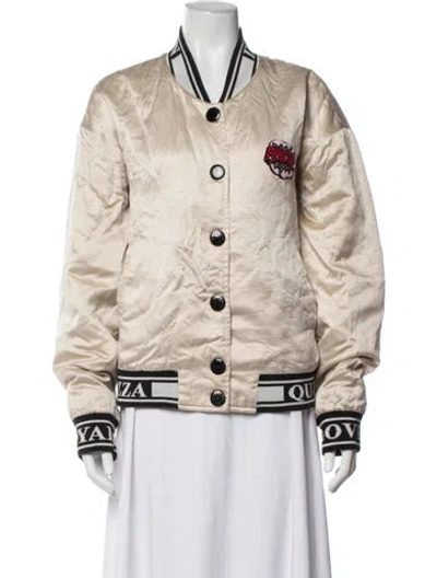 Pre-owned Dolce & Gabbana Silk Graphic Print Bomber Jacket In Neutrals