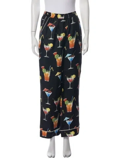 Pre-owned Dolce & Gabbana Silk Graphic Print Pajamas In Blue