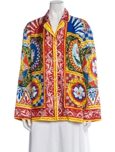 Pre-owned Dolce & Gabbana Silk Graphic Print Pajamas In Multicolor