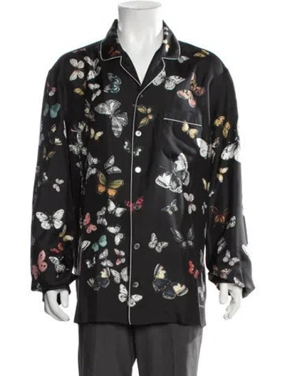Pre-owned Dolce & Gabbana Silk Graphic Print Shirt In Black