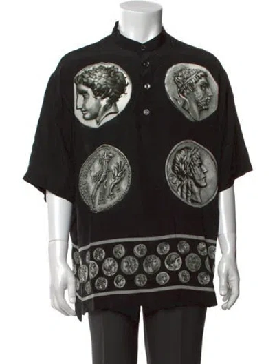 Pre-owned Dolce & Gabbana Silk Graphic Print Shirt In Black
