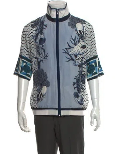 Pre-owned Dolce & Gabbana Silk Graphic Print Shirt In Blue