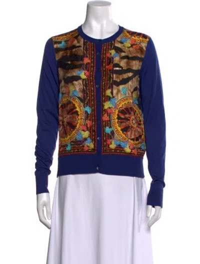 Pre-owned Dolce & Gabbana Silk Graphic Print Sweater In Blue