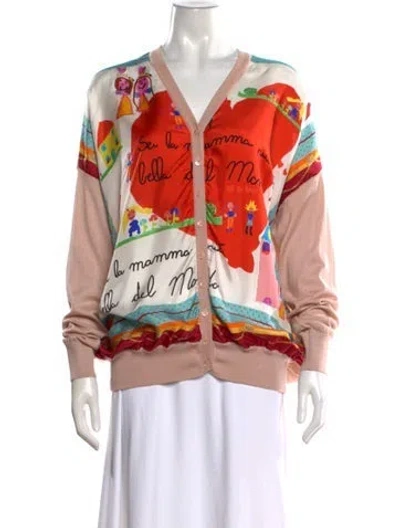 Pre-owned Dolce & Gabbana Silk Graphic Print Sweater In Orange