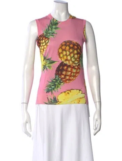 Pre-owned Dolce & Gabbana Silk Graphic Print Sweater In Pink