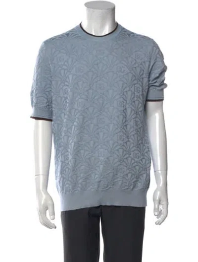 Pre-owned Dolce & Gabbana Silk Graphic Print T-shirt In Blue
