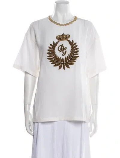Pre-owned Dolce & Gabbana Silk Graphic Print T-shirt In Neutral