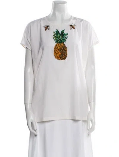 Pre-owned Dolce & Gabbana Silk Graphic Print T-shirt In Neutral