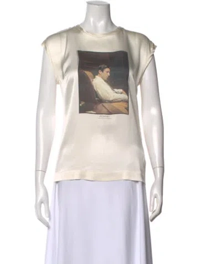 Pre-owned Dolce & Gabbana Silk Graphic Print T-shirt In Neutral