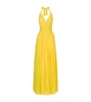 Dolce & Gabbana Pleated Halterneck Silk Maxi Dress In Multi
