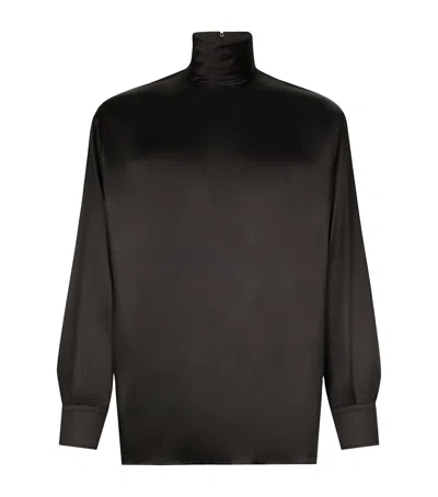 DOLCE & GABBANA SILK HIGH-NECK SHIRT