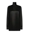 Dolce & Gabbana Silk High Neck Blouse With Monochrome Pattern In Multi