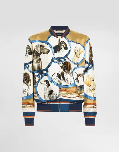 Dolce & Gabbana Silk Jacket With Dog Print