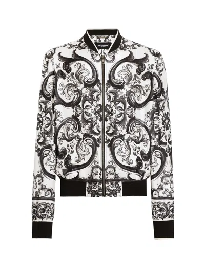 DOLCE & GABBANA SILK JACKET WITH MAIOLICA PRINT