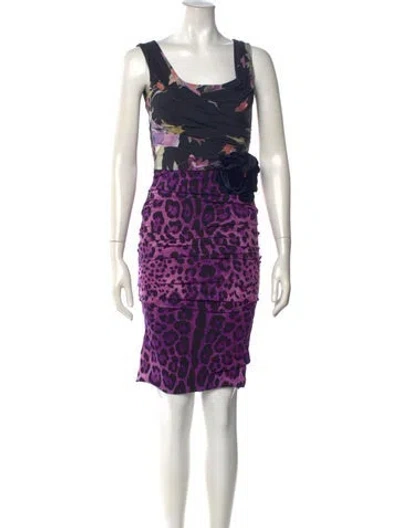 Pre-owned Dolce & Gabbana Silk Knee-length Dress In Black