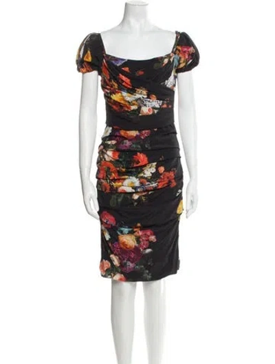 Pre-owned Dolce & Gabbana Silk Knee-length Dress In Black