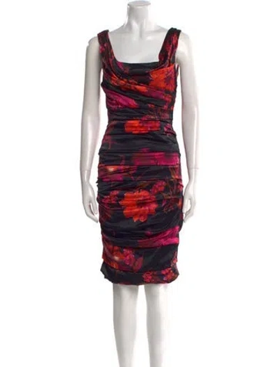 Pre-owned Dolce & Gabbana Silk Knee-length Dress In Black