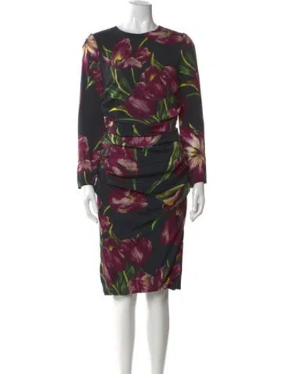 Pre-owned Dolce & Gabbana Silk Knee-length Dress In Black