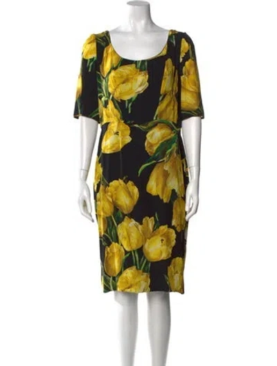 Pre-owned Dolce & Gabbana Silk Knee-length Dress In Black