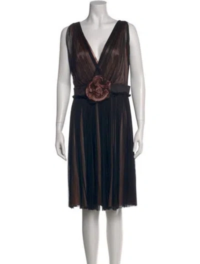 Pre-owned Dolce & Gabbana Silk Knee-length Dress In Black