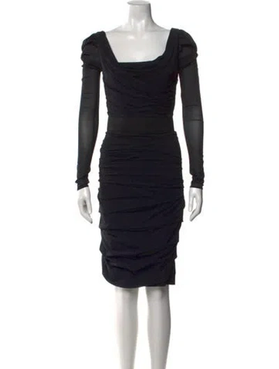 Pre-owned Dolce & Gabbana Silk Knee-length Dress In Black