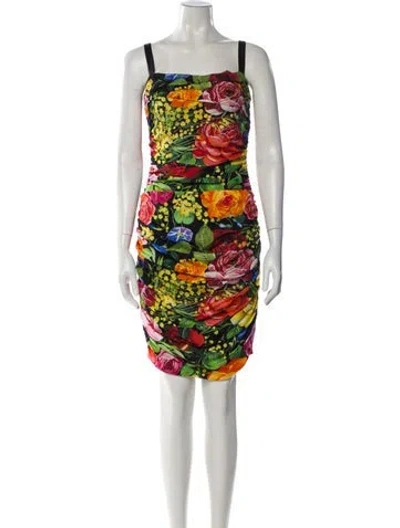 Pre-owned Dolce & Gabbana Silk Knee-length Dress In Black