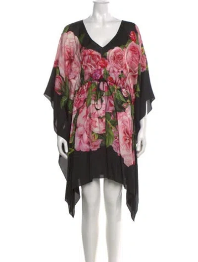 Pre-owned Dolce & Gabbana Silk Knee-length Dress In Black