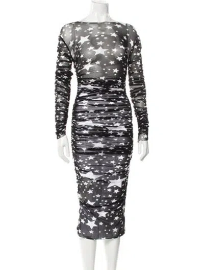 Pre-owned Dolce & Gabbana Silk Knee-length Dress In Black