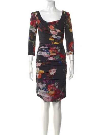 Pre-owned Dolce & Gabbana Silk Knee-length Dress In Black