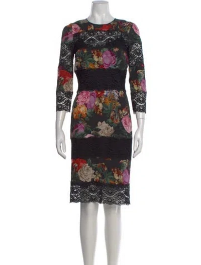 Pre-owned Dolce & Gabbana Silk Knee-length Dress In Black