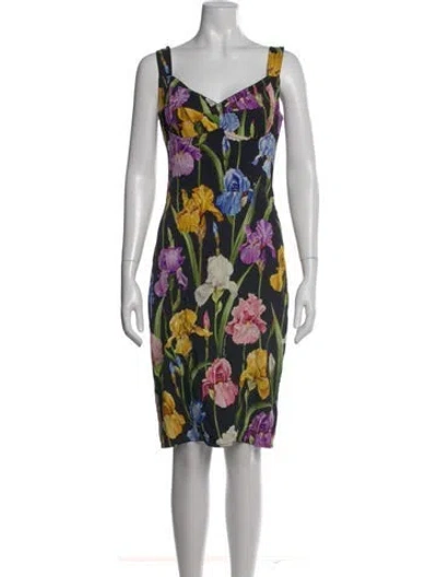 Pre-owned Dolce & Gabbana Silk Knee-length Dress In Black
