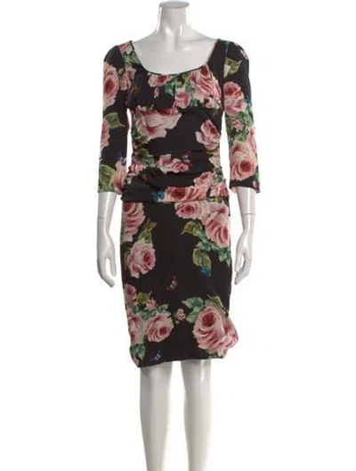 Pre-owned Dolce & Gabbana Silk Knee-length Dress In Black