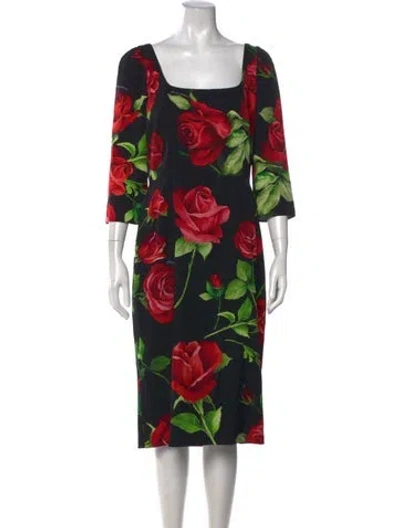 Pre-owned Dolce & Gabbana Silk Knee-length Dress In Black