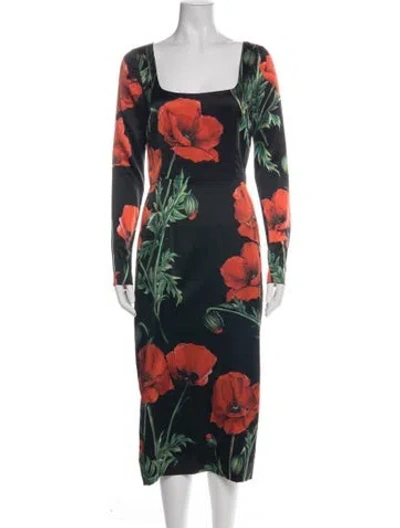Pre-owned Dolce & Gabbana Silk Knee-length Dress In Black