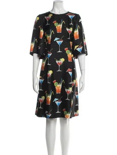 Pre-owned Dolce & Gabbana Silk Knee-length Dress In Black