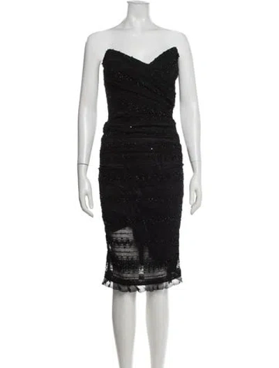 Pre-owned Dolce & Gabbana Silk Knee-length Dress In Black