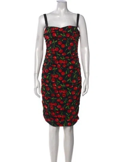 Pre-owned Dolce & Gabbana Silk Knee-length Dress In Black